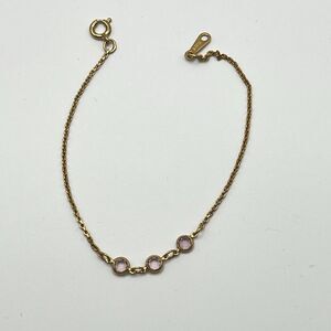 Purple Glass Accented Gold Toned Minimalist Dainty Romantic‎ 6.5in Bracelet